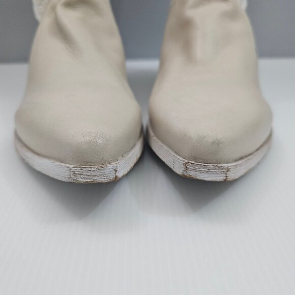 Free People Bren Knee High Boot Womens EU 39 Cream Embroidered Slouchy Boho NEW - Picture 7 of 15